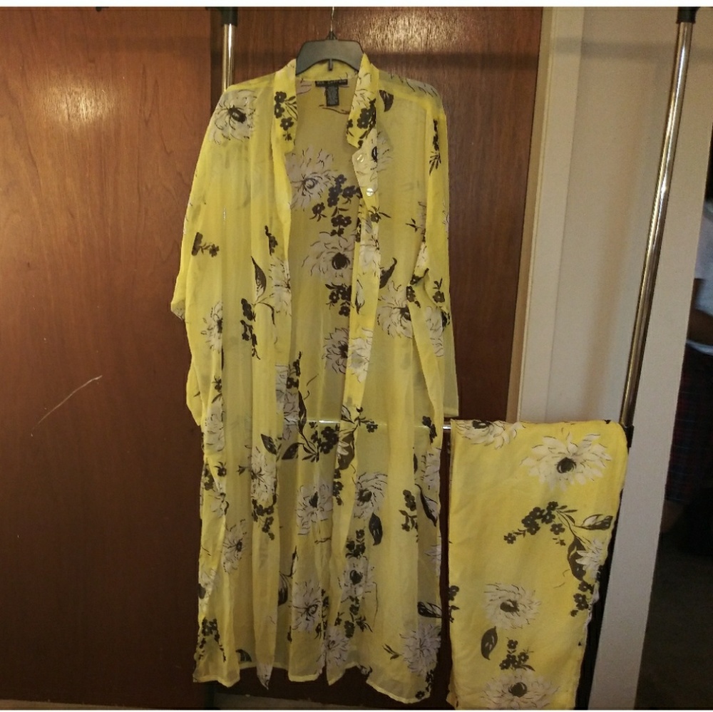 2 pc Plus Size. Sheer Duster and Pant Set